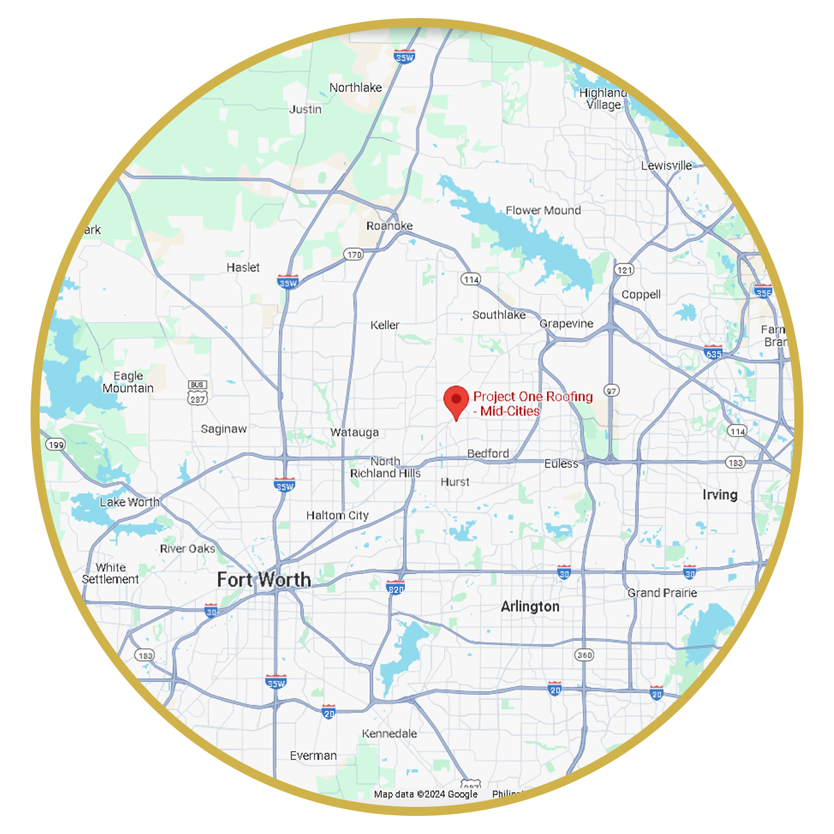 Project One®Roofing Dallas-Fort Worth Service Area Map